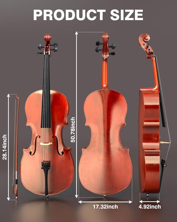 Full Size Acoustic Cello PYY Maple Spruce Design-5