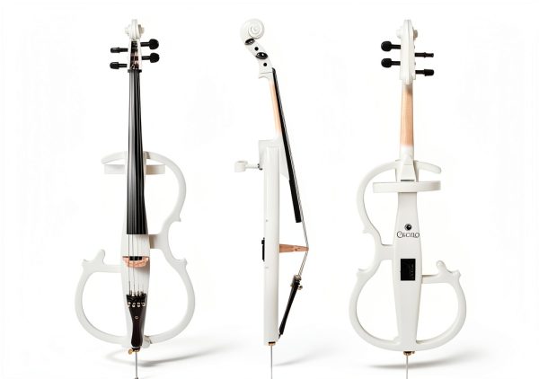 Electric Cello Pearl White Maple Wood Musical Instrument-7