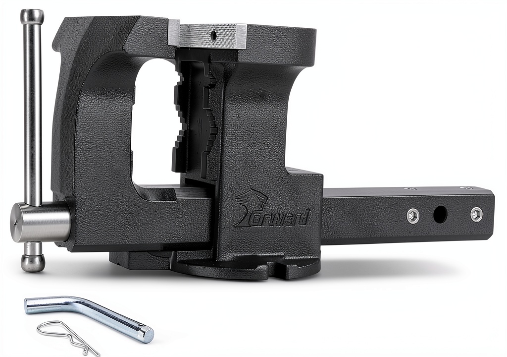 Forward 1750A bench vise mounted on a workbench with tools