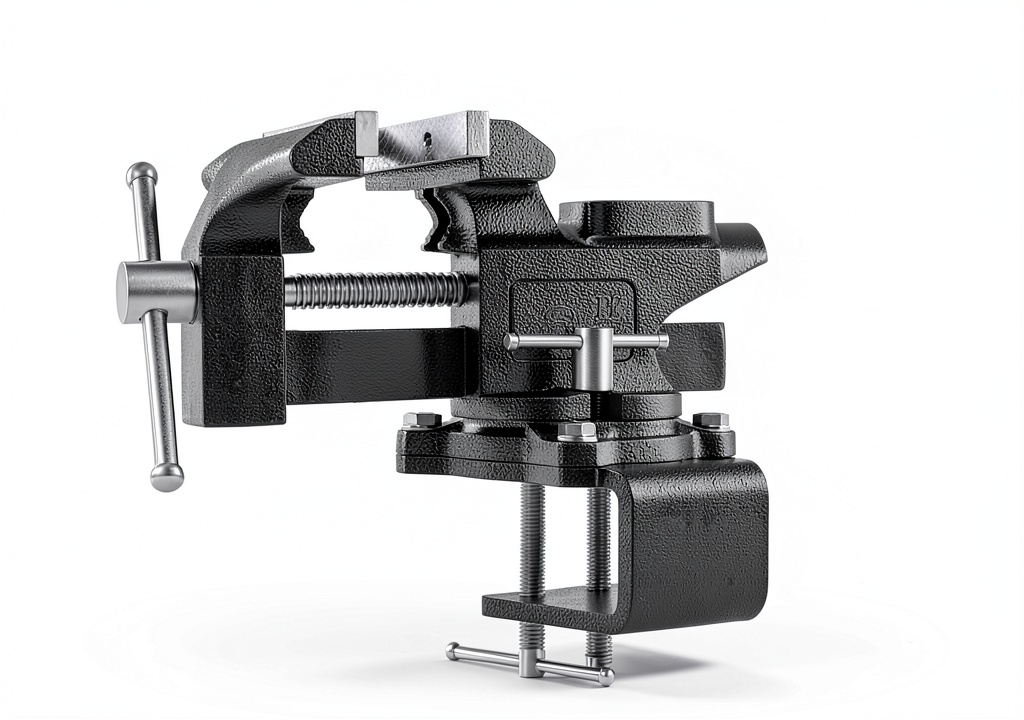 Installing ZGJDYSM Bench Vise Iron 6in Heavy Duty Black on a wooden bench