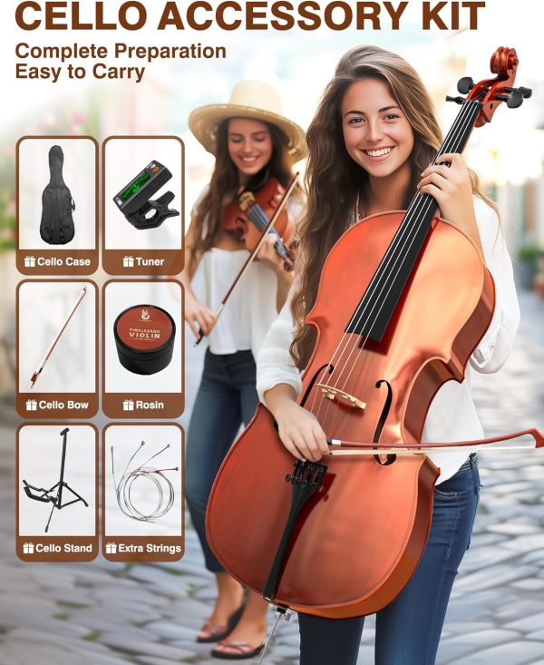 Full Size Acoustic Cello PYY Maple Spruce Design-3