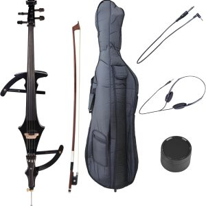 CECO Electric Cello 4/4 Black Full Size Maple Body-0