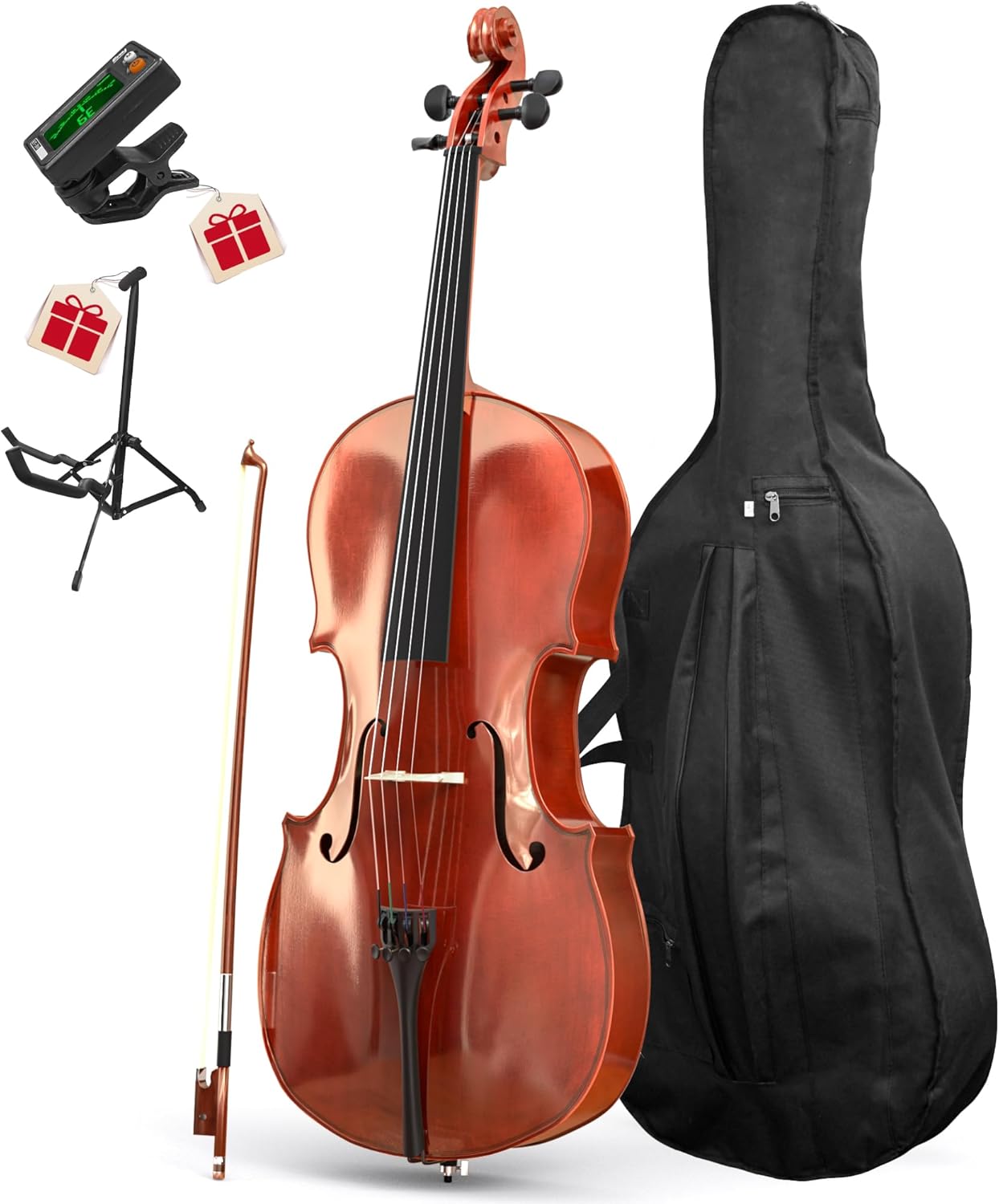 Student playing PYY full-size acoustic cello in a classroom
