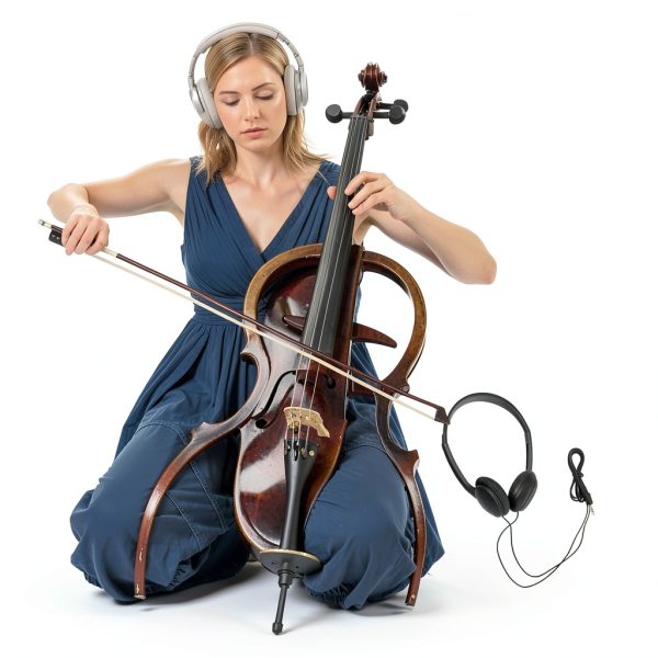 Electric Cello Pearl White Maple Wood Musical Instrument-4