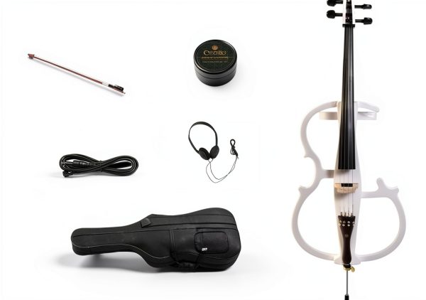 Electric Cello Pearl White Maple Wood Musical Instrument-6