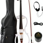 Electric Cello Pearl White Maple Wood Musical Instrument-0