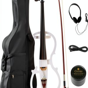 Electric Cello Pearl White Maple Wood Musical Instrument-0