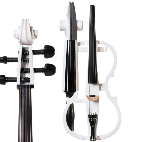 Electric Cello Pearl White Maple Wood Musical Instrument-2
