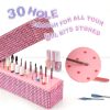 Depvko Nail Drill Bit Holder Pink Crystal Design-2