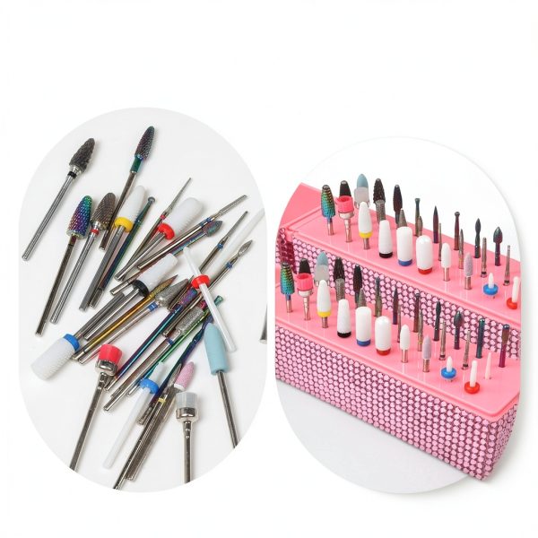 Depvko Nail Drill Bit Holder Pink Crystal Design-1