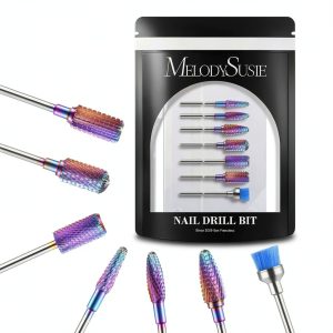 MelodySusie 7 Piece Nail Drill Bits Set Tungsten & Ceramic Colorful-0