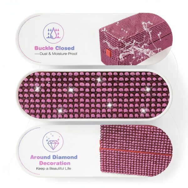 Depvko Nail Drill Bit Holder Pink Crystal Design-4