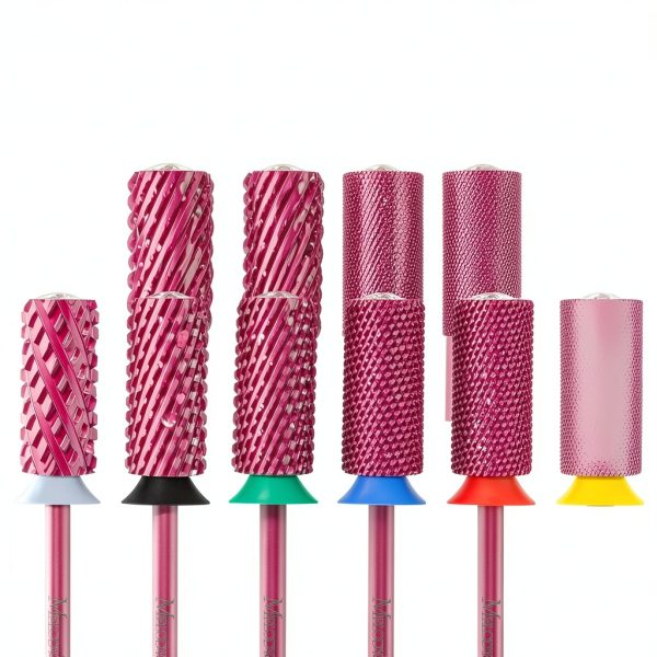 Crystal Top Barrel Nail Drill Bit Pink Blossom-3