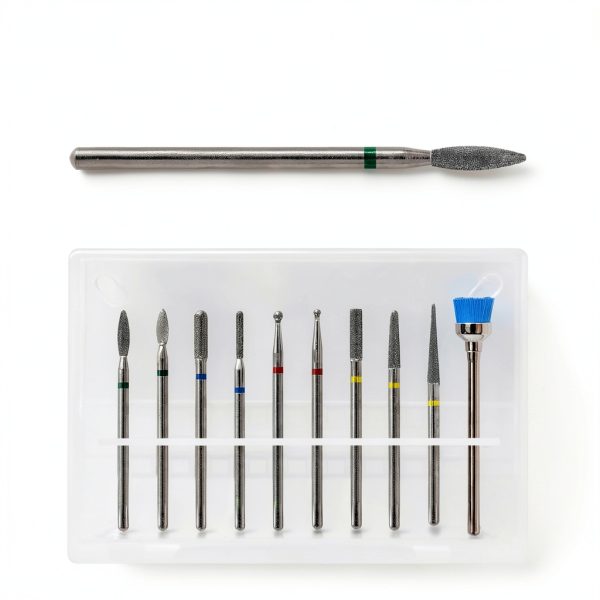 Diamond Nail Drill Bits Set MelodySusie 10 Piece Rainbow Silver Kit-5