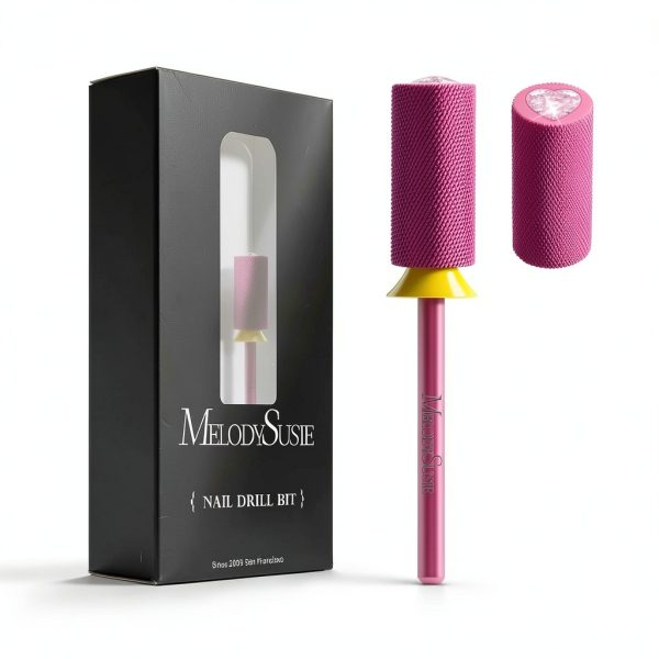 Crystal Top Barrel Nail Drill Bit Pink Blossom-0