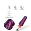 MelodySusie 5-in-1 Cross Cut Carbide Nail Drill Bits Purple Fine 3/32"-1
