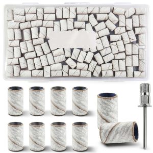 TKYZMS Nail Drill Sanding Belt Set 100pcs 240 Grit White Pink-0