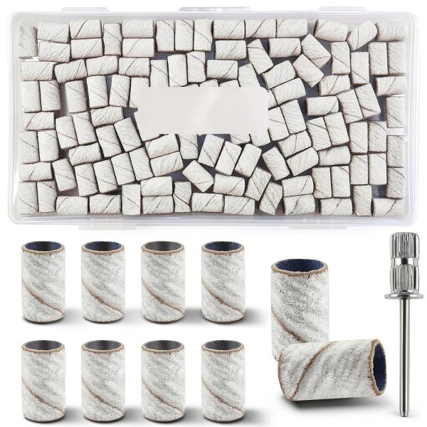 TKYZMS Nail Drill Sanding Belt Set 100pcs 240 Grit White Pink-0
