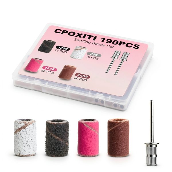 CPOXITI Nail Drill Bit Set 190pcs Coarse Medium Fine-2