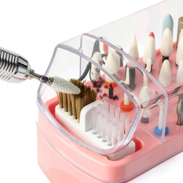 Sotong 2 in 1 Nail Drill Bit Holder and Cleaner Brush Pink YD-02-3