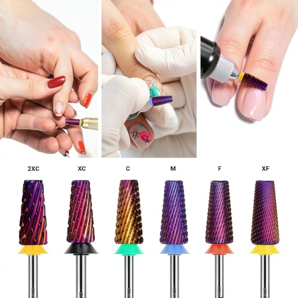 MelodySusie 5-in-1 Cross Cut Carbide Nail Drill Bits Purple Fine 3/32"-4