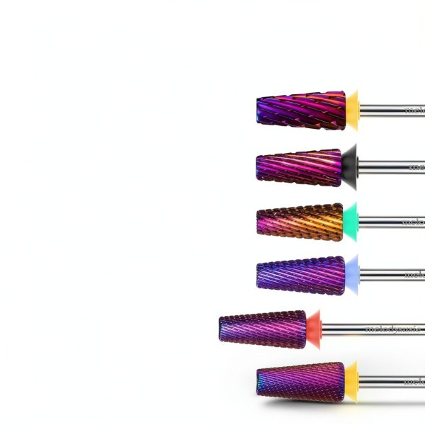 MelodySusie 5-in-1 Cross Cut Carbide Nail Drill Bits Purple Fine 3/32"-3