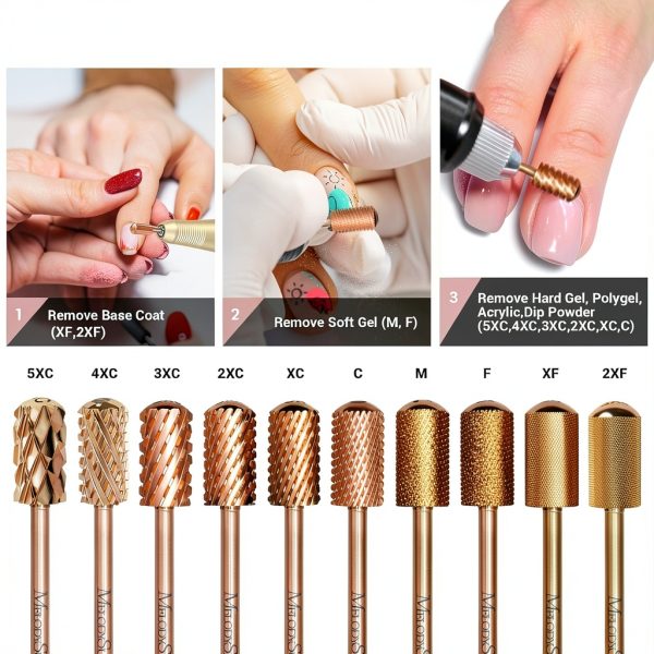 MelodySusie Smooth Top Carbide Nail Drill Bit Fine Rose Gold 3/32-3
