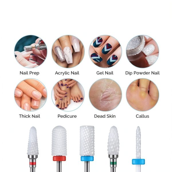 MelodySusie Ceramic Nail Drill Bits 5‑Piece Premium Multi‑Function Set-6