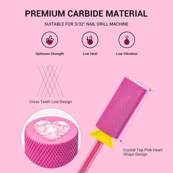 Crystal Top Barrel Nail Drill Bit Pink Blossom-1