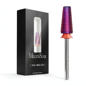 MelodySusie 5-in-1 Cross Cut Carbide Nail Drill Bits Purple Fine 3/32"-0