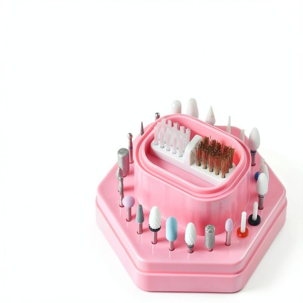 Nail Drill Bit Holder by Sotong Fen-Drill-Box Pink 2-in-1 Storage-5