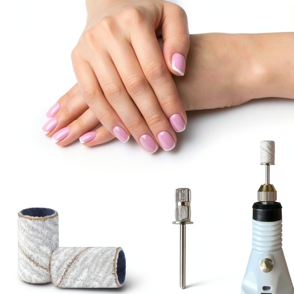 TKYZMS Nail Drill Sanding Belt Set 100pcs 240 Grit White Pink-2