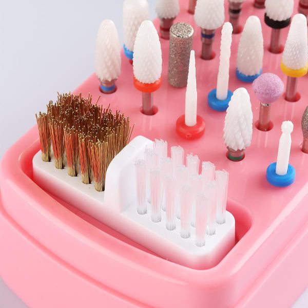 Sotong 2 in 1 Nail Drill Bit Holder and Cleaner Brush Pink YD-02-4