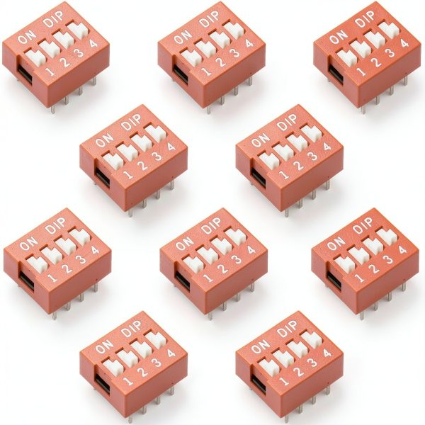 DIP Switch Red 4 Position DIYables 10‑Pack for Arduino Raspberry Pi-0