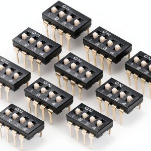 uxcell 10 Pcs Black DIP Switch 4 Position 2.54mm Pitch for PCB-0