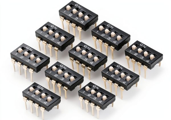 uxcell 10 Pcs Black DIP Switch 4 Position 2.54mm Pitch for PCB-0