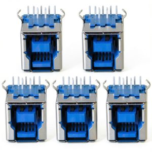 USB Female 3.0 Plug 5PCS JJHXSM DIP Switch 90° Blue Rubber Core-0
