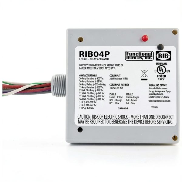 Functional Devices RIB04P Power Relay 20A DPDT 480V NEMA 1 Enclosed-0