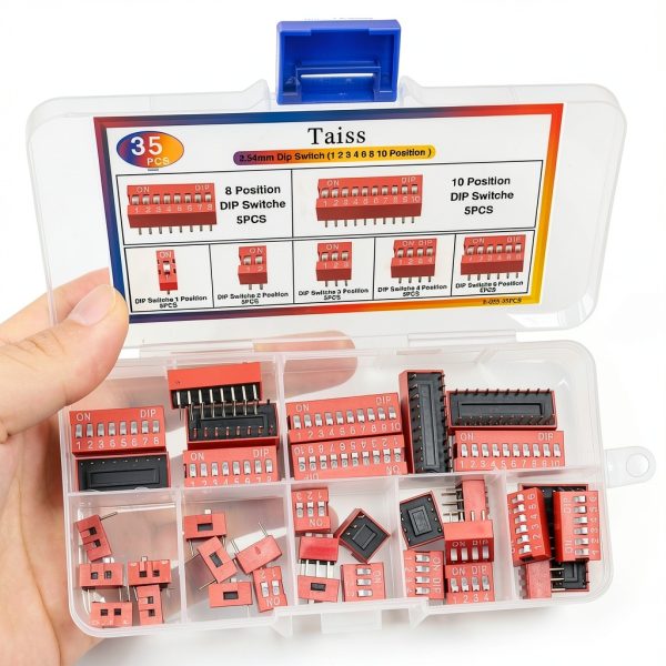 Taiss 35PCS Double Row DIP Switch Kit 1-2-3-4-6-8-10 Position 2.54mm-2