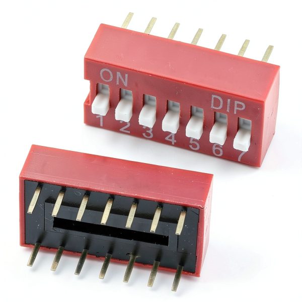 10PCS DIP Switch 2.54mm Red Inline 7‑Position by LUORNG PCB-1