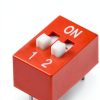 uxcell 50 Pcs Red DIP Switch 1-2 Position 2.54mm Pitch for PCB-2