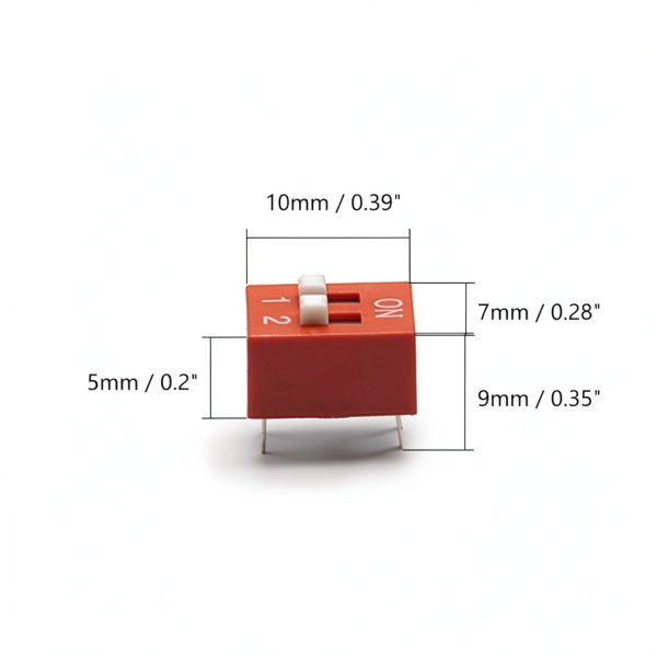 Fielect 20pcs DIP Switch Horizontal Toggle 1-2 Positions 2.54mm Pitch for Circuit Breadboards PCB Red-1