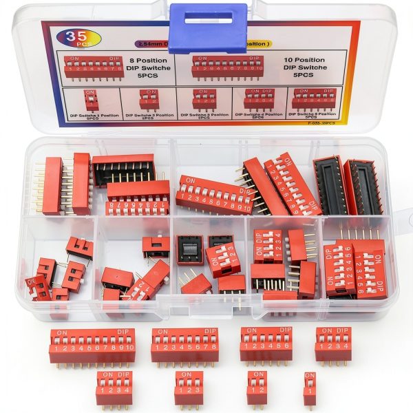 Taiss 35PCS Double Row DIP Switch Kit 1-2-3-4-6-8-10 Position 2.54mm-6
