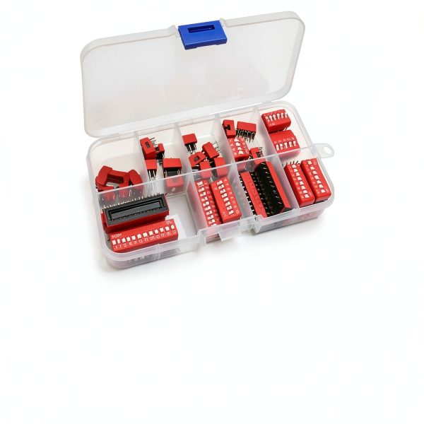 40PCS Double Row Dip Switch Assorted Kit Kulannder 2.54mm Red Switch-4