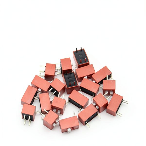 Fielect 20pcs DIP Switch Horizontal Toggle 1-2 Positions 2.54mm Pitch for Circuit Breadboards PCB Red-3