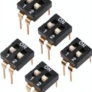 uxcell 5 Pcs Black DIP Switch Horizontal 2 Way 2.54mm Pitch for PCB-0