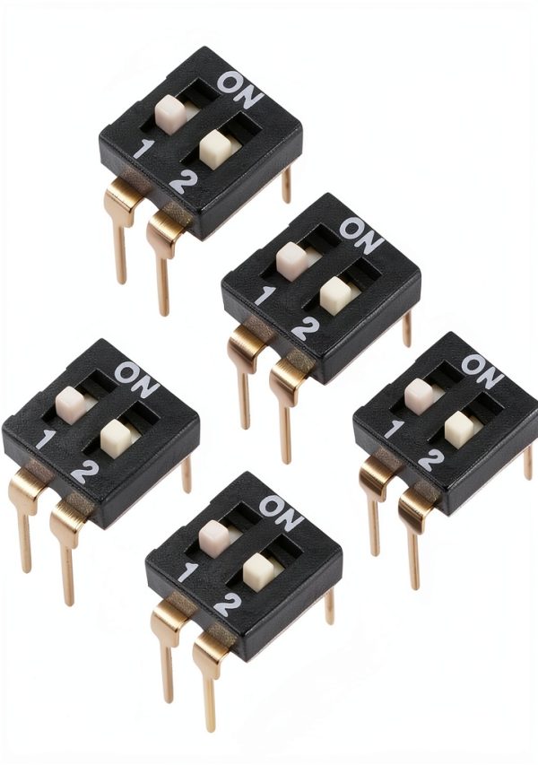 uxcell 5 Pcs Black DIP Switch Horizontal 2 Way 2.54mm Pitch for PCB-0