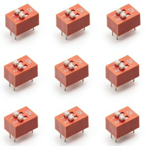Fielect 20pcs DIP Switch Horizontal Toggle 1-2 Positions 2.54mm Pitch for Circuit Breadboards PCB Red-0
