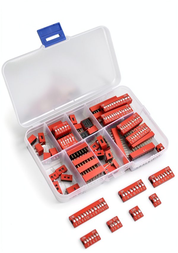 40PCS Double Row Dip Switch Assorted Kit Kulannder 2.54mm Red Switch-0