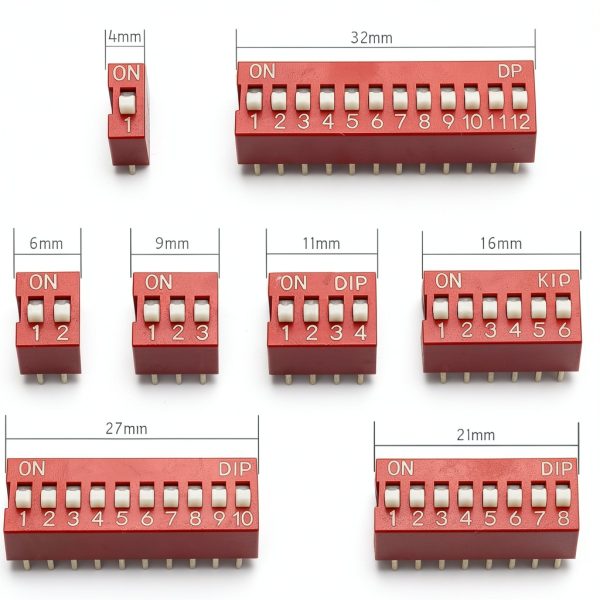 40PCS Double Row Dip Switch Assorted Kit Kulannder 2.54mm Red Switch-3
